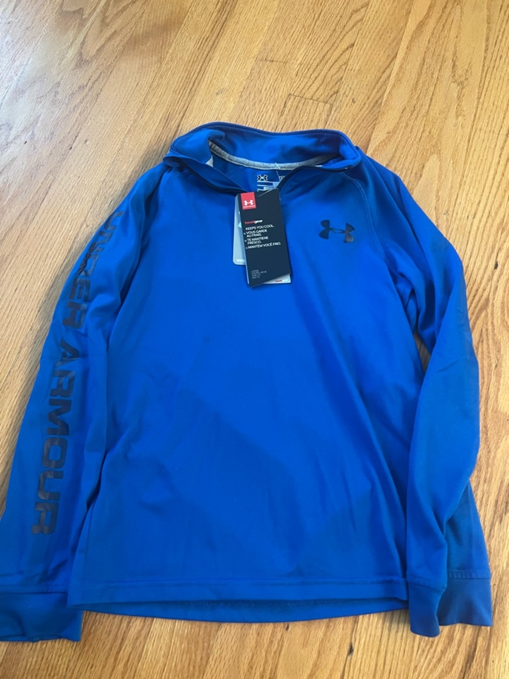 Under Armour Blue Hooded Long Sleeve Performance Shirt